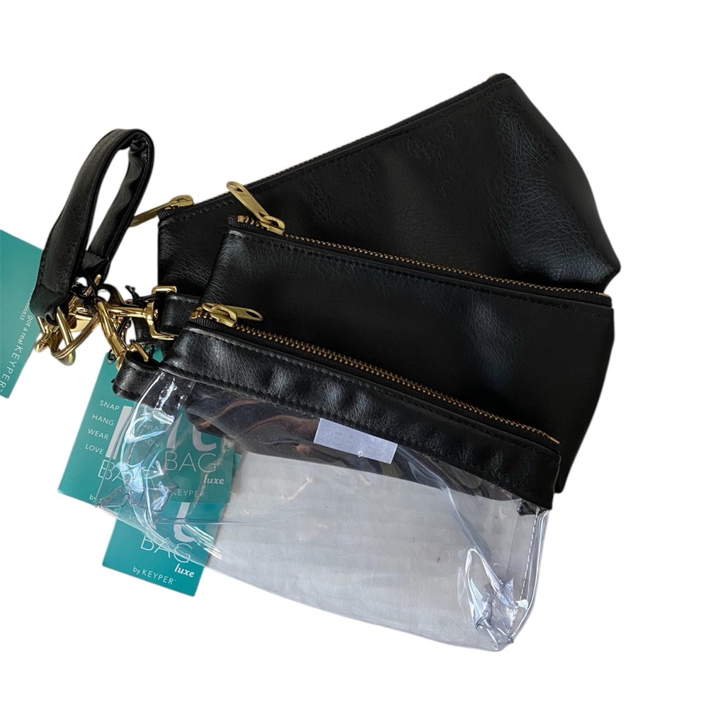 KEYPER 4-Piece Wristlet Set Vegan Leather Black New